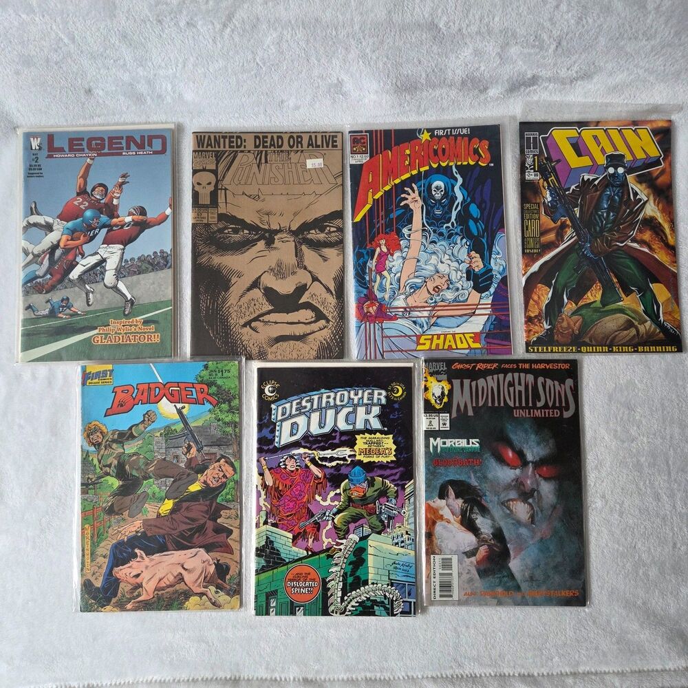 Mixed Comic Lot (7) Badger, Punisher, Midnight Sons, Shade, More